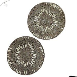 Pier 1 Imports Peacock Beaded Gold Round Placemats (2)